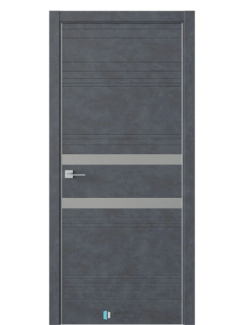 Межкомнатная дверь WestStyle Industrial IN13 ДО Зеркало сатин графит Бетон маренго