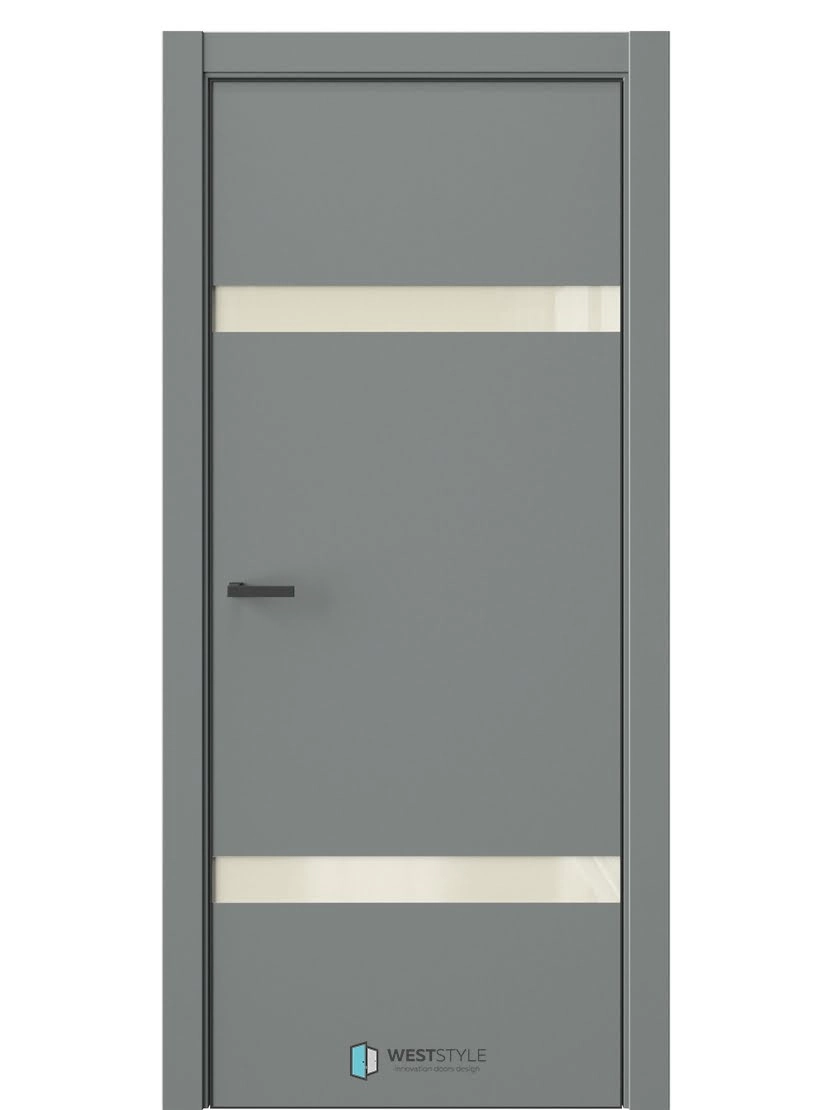 Межкомнатная дверь WestStyle Industrial IN3 ДО Lacobel Молочный Морская галька